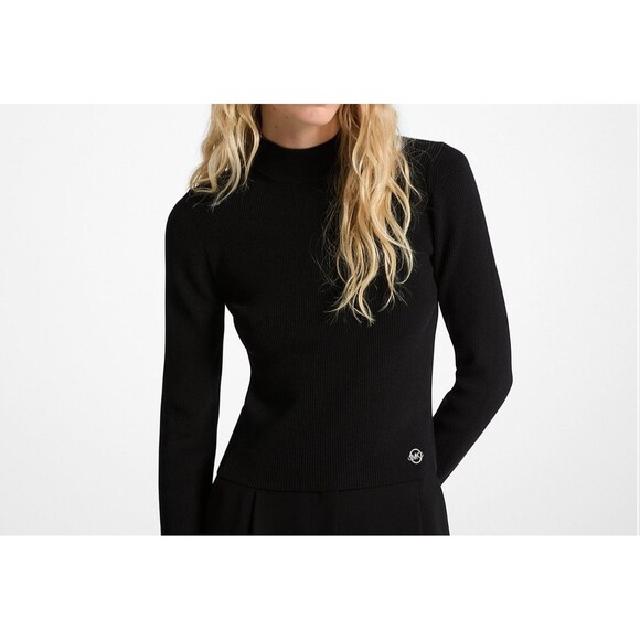 MICHAEL KORS Ribbed Stretch Knit Mock Neck Sweater - Picture 1 of 2